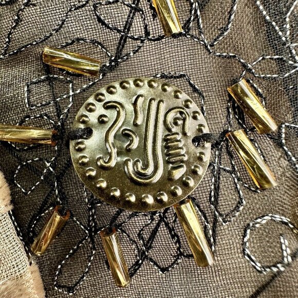 Sundance Catalog Dress Women's Size 6 Velvet Burnout Beige Silk Champagne Dreams - Picture 15 of 16